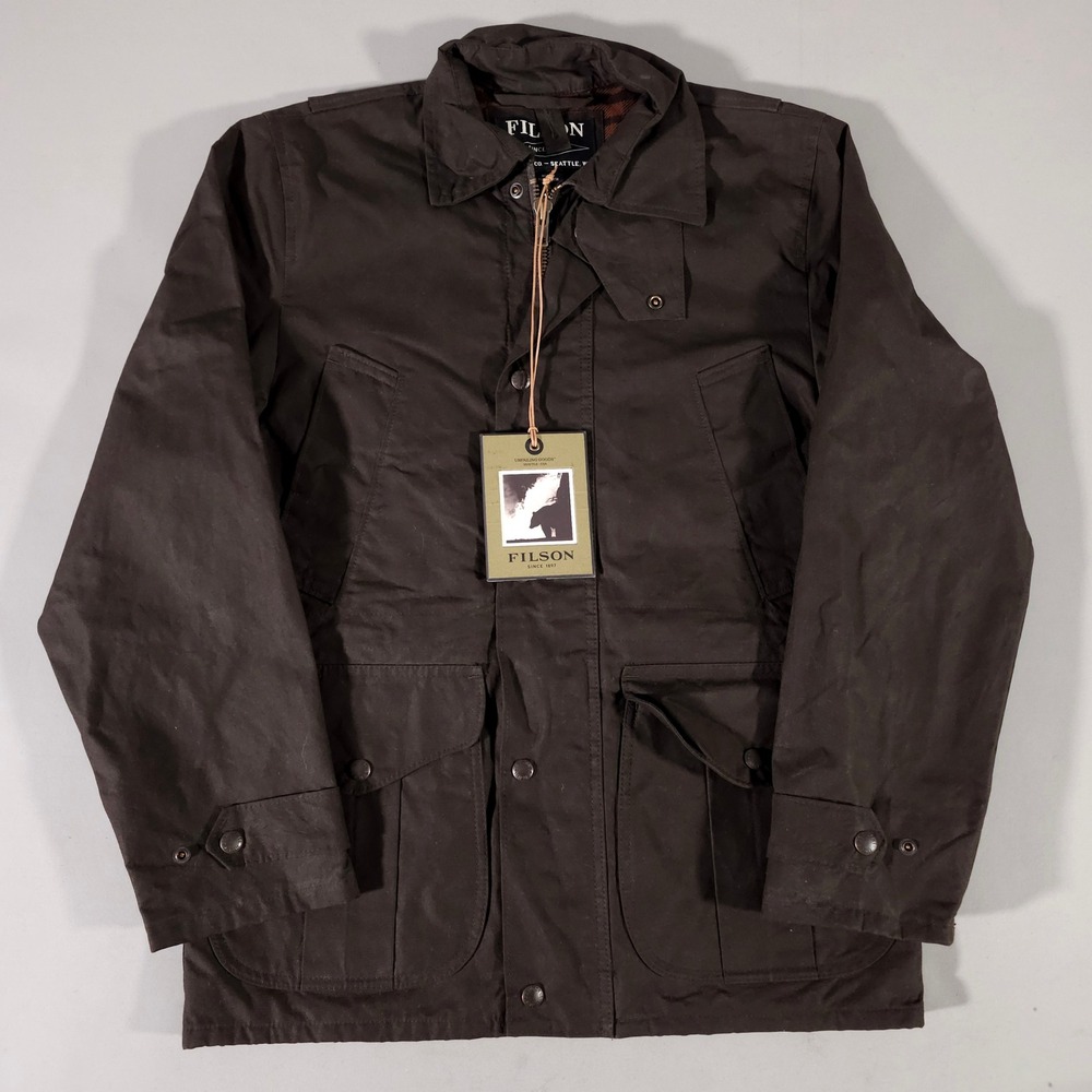 Filson Polson Field Jacket Mens XS Coyote Brown Waxed Plaid Lined 20019780